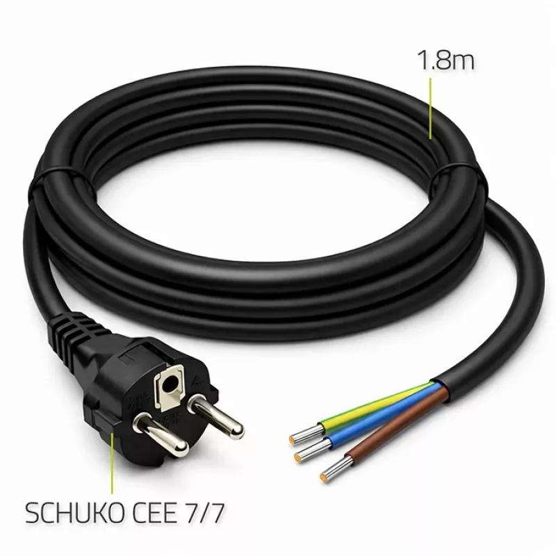 QOLTEC 54598 Schuko CEE 7/7 į nuimtus ir lituotus laidus maitinimo laidas 3m H05VV-F 3x1,0mm² juodas