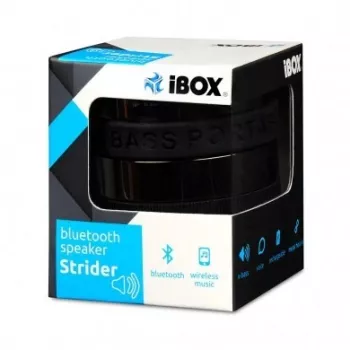 IBOX Garsiakalbis STRIDER Bluetooth nešiojamas belaidis garsiakalbis su FM radiju, laisvų rankų skambučiais, 5W RMS, 3,5mm AUX, USB, MicroSD, juodos spalvos