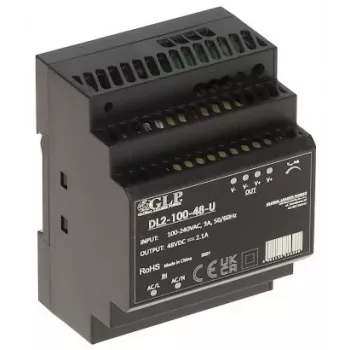 GLP perjungiamasis maitinimo šaltinis DL2-100-48-U | 100.8W 48V DIN bėgio pramoninis PSU