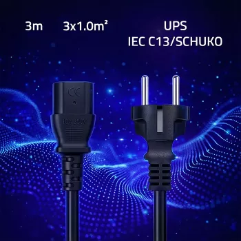 QOLTEC 54627 Schuko į IEC C13 maitinimo laidas 3m 3x1mm² juodas