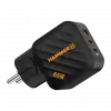 HAMMER RapidCharge 65W GaN sieninis įkroviklis - 2x USB-C PD, 1x USB-A QC, juodos spalvos