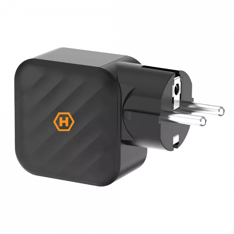 HAMMER RapidCharge 65W GaN sieninis įkroviklis - 2x USB-C PD, 1x USB-A QC, juodos spalvos