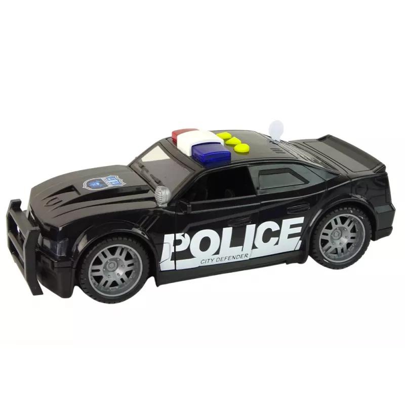 LEAN TOYS policijos automobilis 1:14 nuotolinio valdymo transporto priemonė su šviesomis ir garsais, juoda