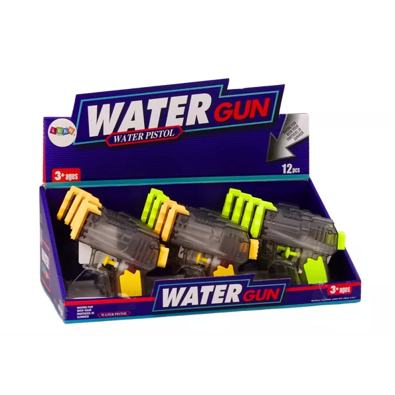 LEAN TOYS mažas vandens pistoletas permatomas geltonas oranžinis