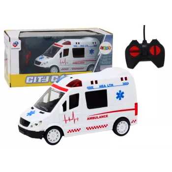 LEAN TOYS 1:16 RC Ambulance su šviesomis ir garsais - balta