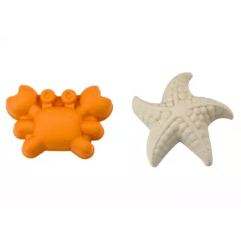 LEAN TOYS smėlio žaislų rinkinys - kibirėlis, malūnėlis, sietelis, 3 pastelinės formelės (6 vnt.)