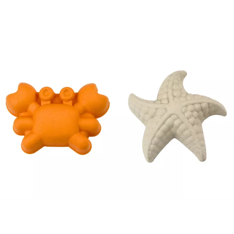 LEAN TOYS smėlio žaislų rinkinys - kibirėlis, malūnėlis, sietelis, 3 pastelinės formelės (6 vnt.)