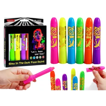 LEAN TOYS Veido piešimo rinkinys Neoniniai fluorescenciniai pieštukai 6 vnt.