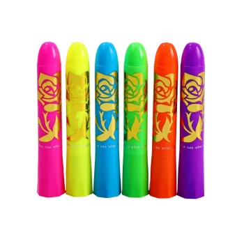 LEAN TOYS Veido piešimo rinkinys Neoniniai fluorescenciniai pieštukai 6 vnt.