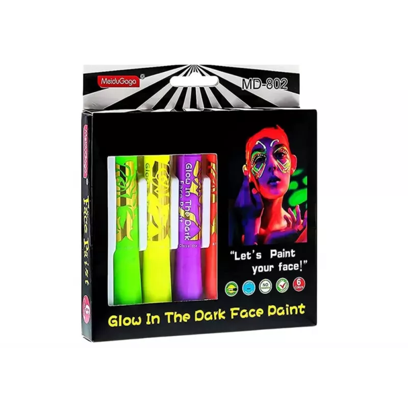 LEAN TOYS Veido piešimo rinkinys Neoniniai fluorescenciniai pieštukai 6 vnt.