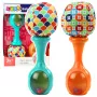 LEAN TOYS Barškalų rinkinys su minkšto kamuoliuko raštais, oranžinė, žalia, 2 vnt.