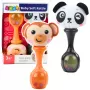 LEAN TOYS Barškučių rinkinys su minkštais kamuoliukais, beždžionės ir pandos raštais, 2 vnt.