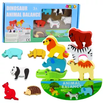 LEAN TOYS Balanced Animals Woodmedžio įgūdžių žaidimas 13El