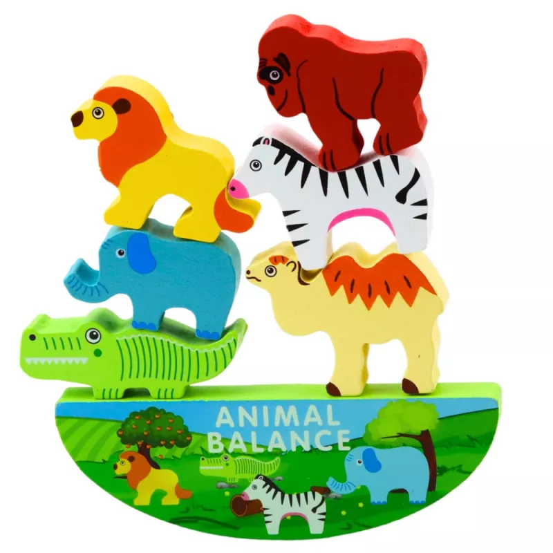 LEAN TOYS Balanced Animals Woodmedžio įgūdžių žaidimas 13El