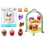 LEAN TOYS Saldumynų rinkinys su pyragaičiais, keksiukais ir mediniu stovu