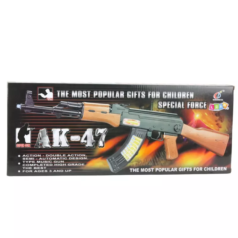 LEAN TOYS AK-47 žaislinis šautuvas vaikams su šviesomis ir garsais 68,5 cm