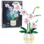 LEAN TOYS Orchidėjos konstrukciniai blokeliai Orchidėja vazone rožinė ir balta 616 vnt.