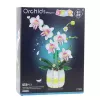 LEAN TOYS Orchidėjos konstrukciniai blokeliai Orchidėja vazone rožinė ir balta 616 vnt.