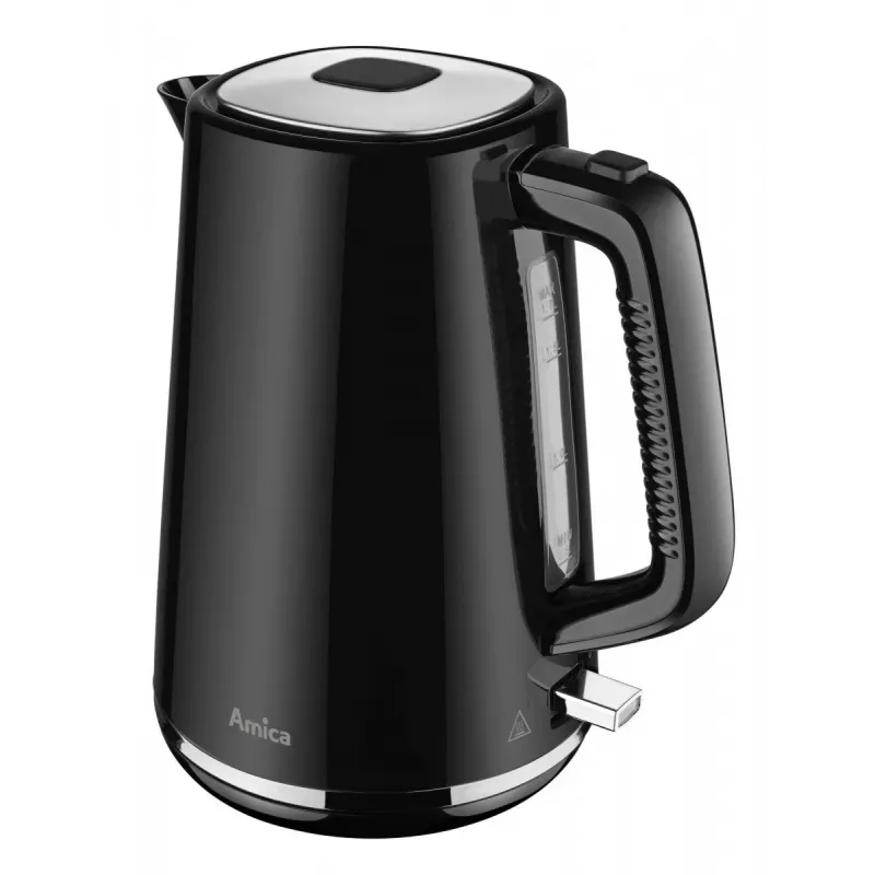 AMICA virdulys 1,7L KF304 - 2200W nerūdijančio plieno belaidis elektrinis virdulys, sidabrinis/juodas