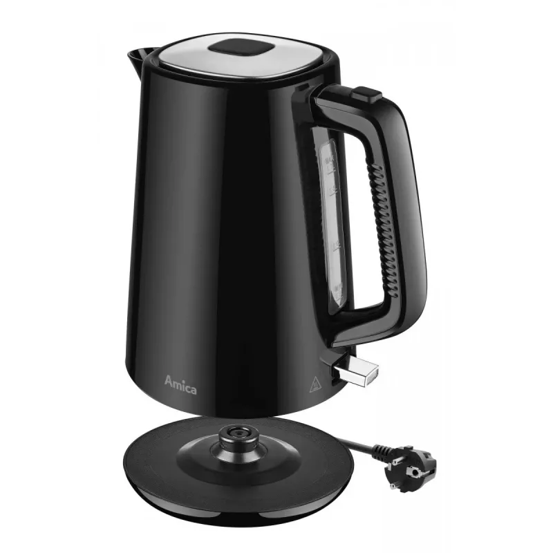 AMICA virdulys 1,7L KF304 - 2200W nerūdijančio plieno belaidis elektrinis virdulys, sidabrinis/juodas