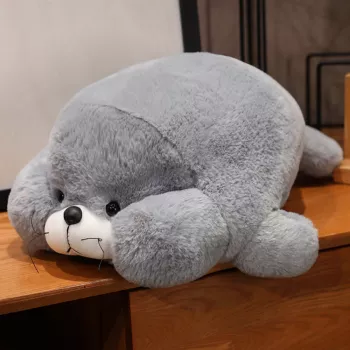 LEAN TOYS pliušinis talismanas minkštas žaislas didelis pilkasis ruonis 29 cm