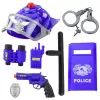 LEAN TOYS Policijos rinkinys vaikams su šalmu, pistoletu, antrankiais ir aksesuarais - 9 vnt.