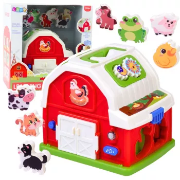 LEAN TOYS Interaktyvus ūkio namelis su muzika, gyvūnais, šviesomis ir garsais