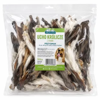 PETITTO Triušio ausis su kailiu šunų skanėstas, 500 g