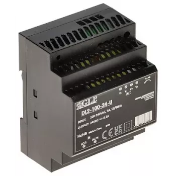 GLP perjungiamasis maitinimo šaltinis DL2-100-24-U – 100W 24V DIN bėgio pramoninis PSU