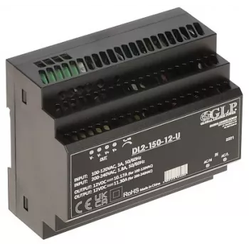 GLP perjungimo maitinimo šaltinis DL2-150-12-U 150W 12V 12.5A pramoninis DIN bėgio PSU