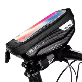 WILDMAN Bike Holder Case S E1 1L juoda – kompaktiškas dviračio rėmo krepšys su Velcro dirželiais