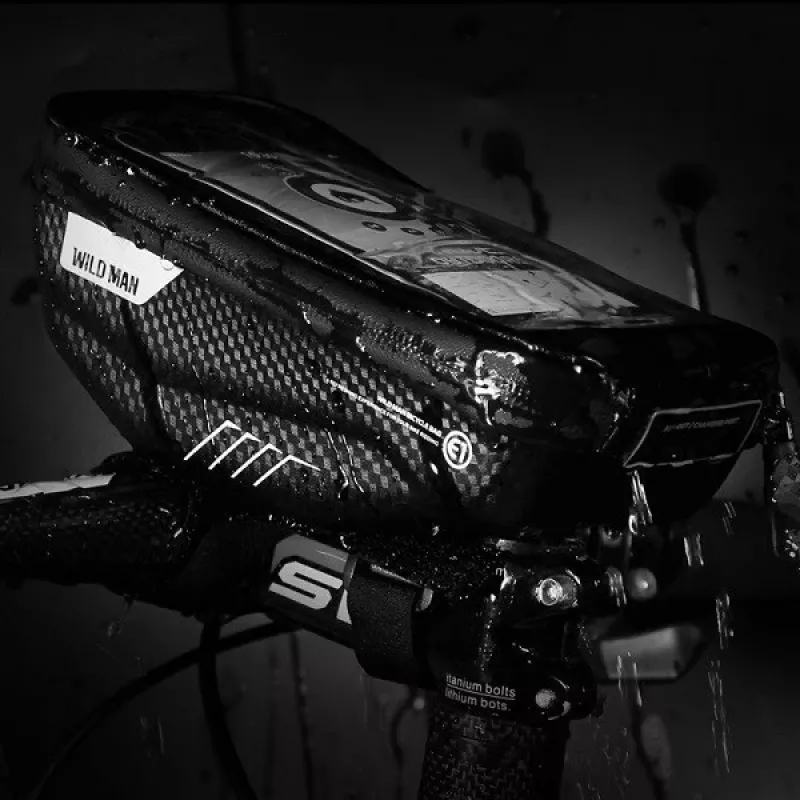 WILDMAN Bike Holder Case S E1 1L juoda – kompaktiškas dviračio rėmo krepšys su Velcro dirželiais