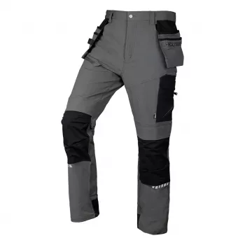 NEO TOOLS Mix&Match 4 krypčių tamprios darbo kelnės su Cordura sutvirtinimu, pilkai-juodos, XXL