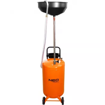 NEO TOOLS 10-810 Mobilus alyvos nutekėjimo bakas, gravitacinis, 70 L talpa, pneumatinis ištuštinimas, 420 mm nutekėjimo padėklas, reguliuojamas aukštis 1000-1600 mm
