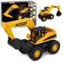 LEAN TOYS Construction Excavator su judančiu kaušu, šviesomis ir garsais - geltona, 1:32 mastelis
