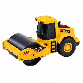 LEAN TOYS kelio volas statybinė transporto priemonė 1:32 mastelis besisukantis volas su šviesomis ir garsais geltona