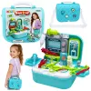 LEAN TOYS 2-in-1 medicininė kuprinė dėkle, nešiojama gydytojo kabinetas, aksesuarai, mėlyna
