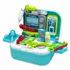 LEAN TOYS 2-in-1 medicininė kuprinė dėkle, nešiojama gydytojo kabinetas, aksesuarai, mėlyna