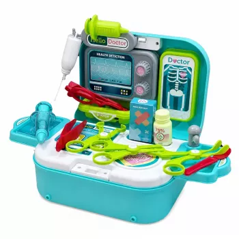 LEAN TOYS 2-in-1 medicininė kuprinė dėkle, nešiojama gydytojo kabinetas, aksesuarai, mėlyna