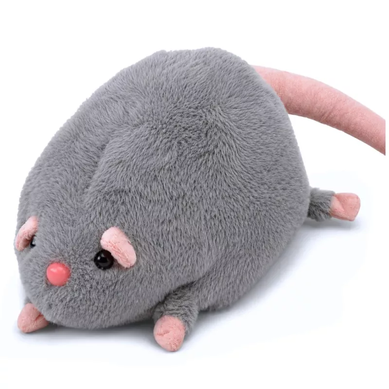 LEAN TOYS Pliušinis žaislas žiurkė su ilga uodega, pilka, 40 cm