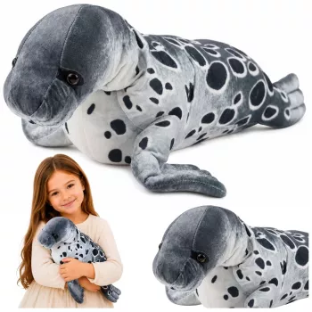 LEAN TOYS Realistinis ruonio pliušinis žaislas, pilkas, 50 cm