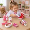 LEAN TOYS Mažojo odontologo rinkinys su vibruojančiu dantų šepetėliu, rožinis, 15 vnt.