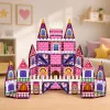 LEAN TOYS Magnetiniai konstrukciniai blokeliai Princesės pilis rožinė 58 vnt.