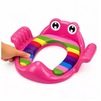 LEAN TOYS vaikiškas minkštas tualeto sėdynės užvalkalas su rankenomis, rožinis, tinka mažiems vaikams nuo 18 mėn. iki 4 metų
