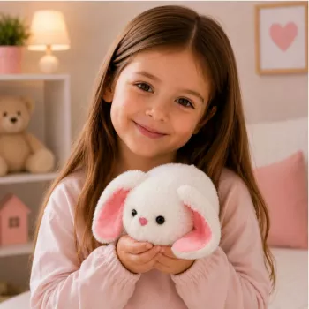 LEAN TOYS Pliušinis zuikis su ilgomis ausimis, baltas, 16 cm