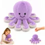 LEAN TOYS Minkštas aštuonkojis žaislas su elastingais čiuptuvais violetinis 30 cm