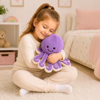 LEAN TOYS Minkštas aštuonkojis žaislas su elastingais čiuptuvais violetinis 30 cm
