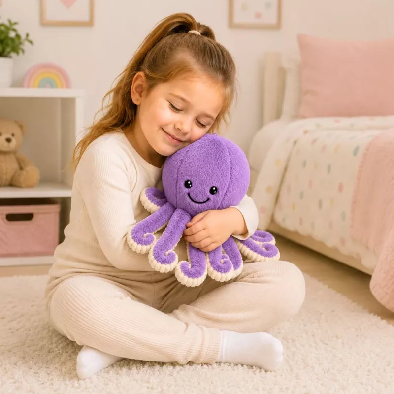 LEAN TOYS Minkštas aštuonkojis žaislas su elastingais čiuptuvais violetinis 30 cm