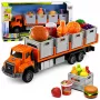 LEAN TOYS oranžinis maisto transportavimo sunkvežimis 1:55 liejimo modelis