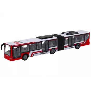 LEAN TOYS nuotolinio valdymo miesto autobusas raudonas ir baltas, mastelis 1:20
